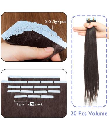 Elailite Tape Extensions - 20 PCS Real Remy Human Hair Adhesive Tapes 35cm #2T6 Dark Brown Ombre to Light Brown - Buy Online on GoSupps.com