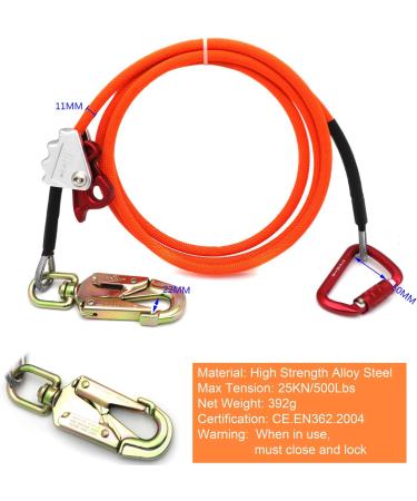SMT 1/2 X 8' Steel Wire Core Triple Lock Lanyard Kit - Orange Arborist Flip line Swivel Snap - P/N ET-OUTDOOR003-RAW - Buy Online on GoSupps.com