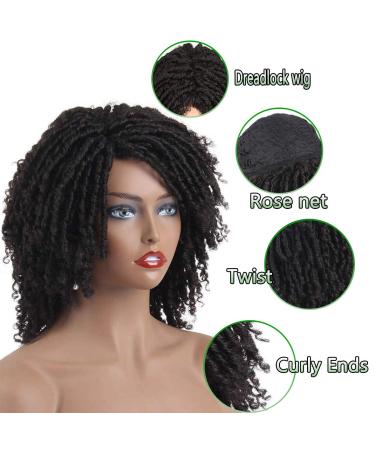 8 inch Short Dreadlock Wig for Black Women - Afro Curly Twist Synthetic Wig - Heat Resistant Faux Locs Braids - 1B Natural Black - Buy Online on GoSupps.com