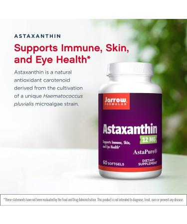 Jarrow Formulas Astaxanthin 12mg Softgels - Pack of 2 | Natural Antioxidant Carotenoid | Immune, Skin, & Eye Health Support - Buy Online on GoSupps.com