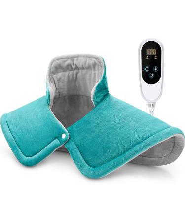 Heating Pad for Neck and Shoulders, 2lb Weighted Neck Heating Pad for Back Pain Relief, 6 Heat Settings 4 Auto-Off, Gifts for Women Men Mom for Christmas, Birthday, Mothers Day,17"x23" Blue Bule