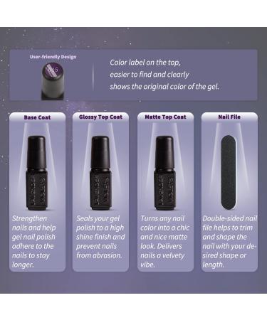 Lavender Violets 13 Pcs Gel Nail Polish Kit - 9 Colors, Base Top Matt Coat, Nail File - Soak-off UV LED Art Design - C960B A-Midnight Dream - Buy Online on GoSupps.com