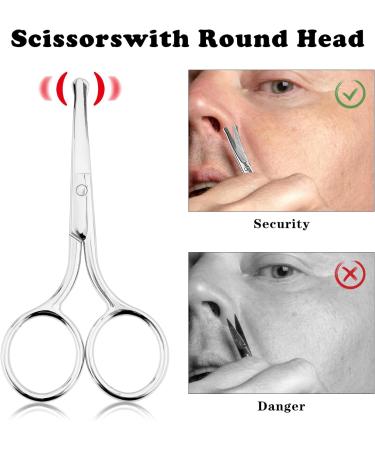 YUXIANLB 2PCS Professional Grooming Scissors Set - Hair Cutting, Eyebrow & Nose Trimmer, Facial Hair Removal - Stainless Steel (Silver) - Buy Online on GoSupps.com