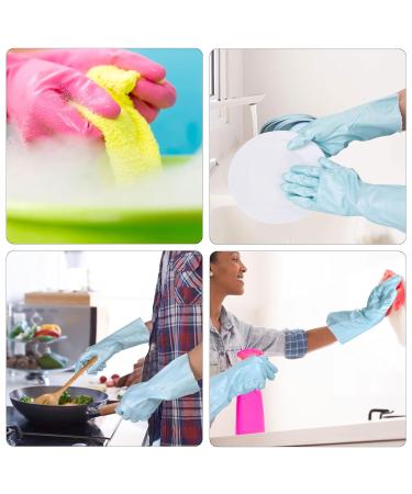 ASTER Thicken Rubber Washing Up Gloves - 2 Pairs, Skin-Friendly, Keep Warm, Medium Size - Ideal for Dishwashing and Kitchen Cleaning - Buy Online on GoSupps.com