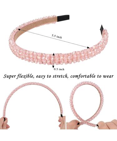 Wecoe 4 Pack Rhinestone Headbands - Crystal Beaded Sparkly Hair Accessories for Women and Girls - Perfect for Halloween and Christmas Gifts - Black, Pink, White, Champagne - Buy Online on GoSupps.com