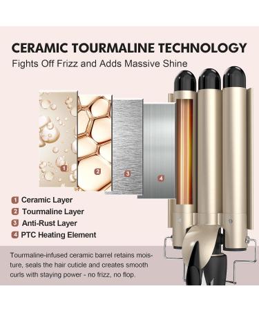 Lockenstab 3 Barrels Deep Waves 28mm - Aimervo Waver with LCD 14 Temp Levels (80-210 ) Ceramic Coating Ideal for All Hair Types + 2 Hair Clips - Shop Now! - Buy Online on GoSupps.com