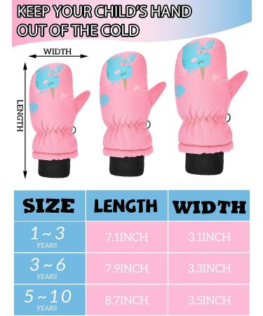 3 Pairs Waterproof Warm Lined Snow Mittens for Kids Toddler Boys Girls - Pink, Light Blue, Rose Red - 3-6 Years - Buy Online on GoSupps.com