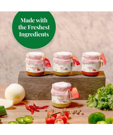 Patricia Quintana Authentic Mexican Salsa Sampler Pack - Roasted Tomato, Extra Spicy Jalape o, Chile de rbol & Cilantro, Three Chiles - 4 Bottle Variety Pack - Buy Online on GoSupps.com