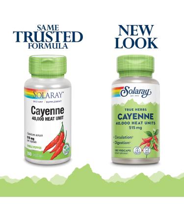 Solaray Cayenne Pepper 515mg | 40,000 Heat Units | Digestion, Circulation & Metabolism Support | Non-GMO | 100 VegCaps - Buy Online on GoSupps.com