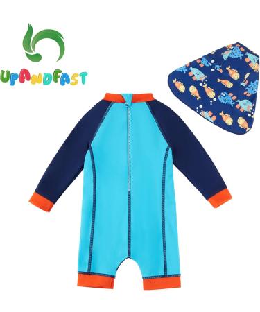 UPF 50+ Baby Boy Swimwear Set with Sun Hat | Blue Fish Design | 6-9 Months - Buy Online on GoSupps.com