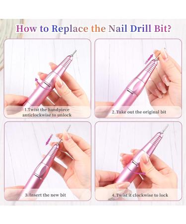 ANGNYA 35000RPM Electric Nail Drill - Portable Rechargeable E-File Machine for Acrylic Nails with 6 Bits and Dust Brush - Buy Online on GoSupps.com