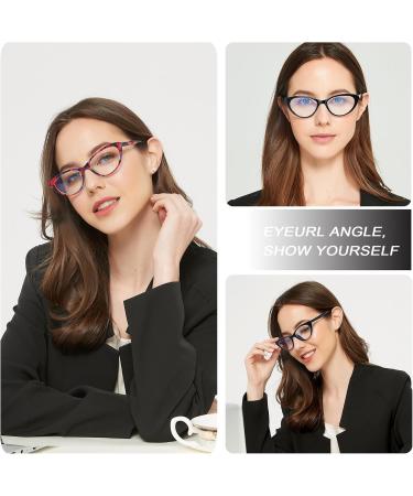 EYEURL Cat Eye Reading Glasses for Women - Blue Light Blocking +1.50 Readers (2 Pack) with Stylish Purple/Pink Pattern Design - Perfect for Computer Use - Buy Online on GoSupps.com