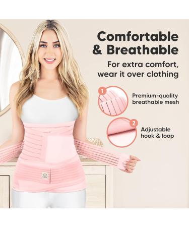 3-in-1 Postpartum Belly Support Recovery Wrap | Postpartum Belly Band for Slimming & Shaping | Post Surgery & Pregnancy Support (Blush Pink M/L) - Buy Online on GoSupps.com