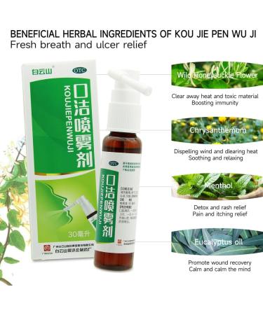 ciwoll Mouth Sore Spray 1 fl.oz (30mL) - Kou Jie Pen Wu Ji by Baiyunshan for Soothing Mouth Sores Tongue Sores Gum & Throat Swelling and Pain and Freshening Mouth - Buy Online on GoSupps.com