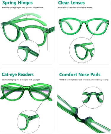 Eyekepper Cat Eye Reading Glasses | Oversized Stylish Women s Green Glasses +1.75 - International Shipping - Buy Online on GoSupps.com