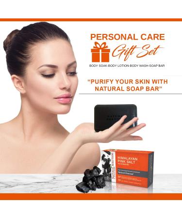 Natural Solution Bath & Body Gift Set - Relaxing Lavender Oil Body Wash Hand Soap Charcoal Soap & Bath Salt - Ideal Birthday & Christmas Personal Care Gifts (4 in 1 - Buy Online on GoSupps.com