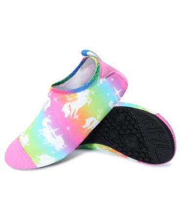 JIASUQI Kids Boys Girls Water Shoes Quick Dry Barefoot Aqua Socks for Beach Swimming Pool 5.5/6 UK Child Multi Horse