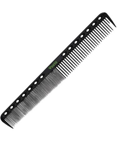 Veeta Professional Carbon Fiber Comb - (Multiple Styles) Anti Static Heat & Chemical Resistant Hair Combs - Rat Tail Comb, Styling Comb, Wide Tooth Comb, Wave Comb (Black) (Styling Comb)