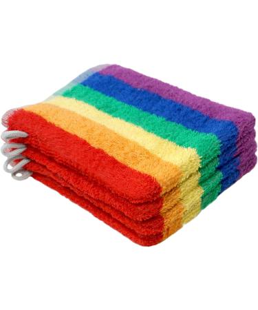Lashuma Wash Gloves - Terry Cloth 4-Pack Rainbow Striped Washcloths 15x21 cm Soft & Absorbent Towels for All Skin Types | International Shipping - Buy Online on GoSupps.com