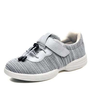 ALASON Orthopedic Diabetic Shoes with Memory Foam Extra Wide Orthopedic Bandage Shoes Easy to Put on and Take Off for Arthritis Edema Swollen Feet Thumb Valgus Grey 37