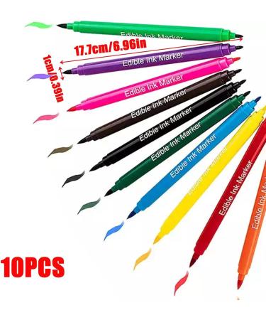 Edible 10 Colors Rainbow Dust Edible Markers Double Head Available Fine and Thick Tip Food Grade Gourmet Writers for Fondant Cakes Guanglu - Buy Online on GoSupps.com