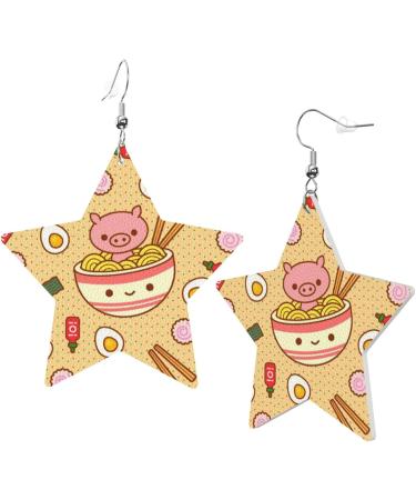 OPSREY Delicious Sweet Ramen printed Fashion star Earring Leather Stud Earring Dangling Decorative Earring - Buy Online on GoSupps.com