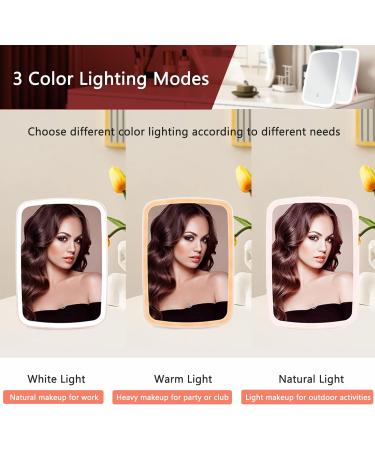 2Pack Travel Lighted Makeup Mirror with 72 LED Lights | 3 Color Lighting, 10 Folding Vanity Mirror | Touch Screen Dimming, Portable & USB Rechargeable | White & Pink - Buy Online on GoSupps.com