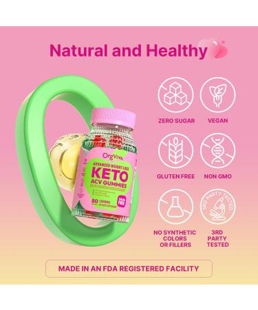Keto ACV Gummies for Weight Loss | Vegan Apple Cider Vinegar Supplement with B12 | Boost Metabolism & Energy | 80 Gluten-Free Gummies - Buy Online on GoSupps.com