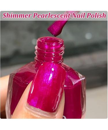 Pink Red Nail Varnish - Shimmer Pearl Nail Polish - Bright Pink Pearlescent Nail Polish Quick Dry - Oil Base Breathable Nail Polish Long Lasting No Chip No Bake For Manicure Home Hot Pink - Buy Online on GoSupps.com