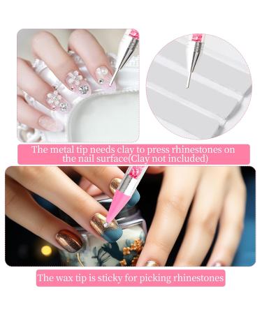 Rhinestones Picker Tool - Dual-Ended Wax Pencil Pen for Jewelry Nail Art & DIY Crafts - 4 Wax Tips & Tweezers (Pink) - International Shipping Available - Buy Online on GoSupps.com