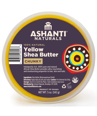 Ashanti Naturals Yellow Chunky Raw Shea Butter | Unrefined African Shea Butter from Ghana | 100% Natural Moisturizer  No Additives - 5 oz 5 Ounce (Pack of 1) Yellow