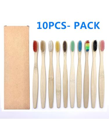 Buy Suicra 10-Piece Natural Mixed Color Biodegradable Toothbrush Set - Eco-Friendly Soft Bristle Oral Care - Buy Online on GoSupps.com