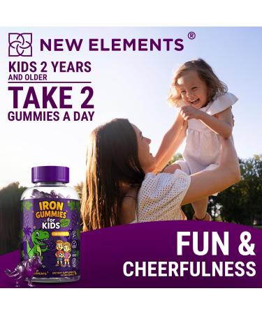 Iron Dinosaur Gummies for Kids with Vitamin C | Sugar-Free Vegan Gluten-Free & Non-GMO | Anemia Relief Energy & Blood Health Support | Grape Flavor Pectin-Based for Optimal Health 60 Count (Pack of 1) - Buy Online on GoSupps.com