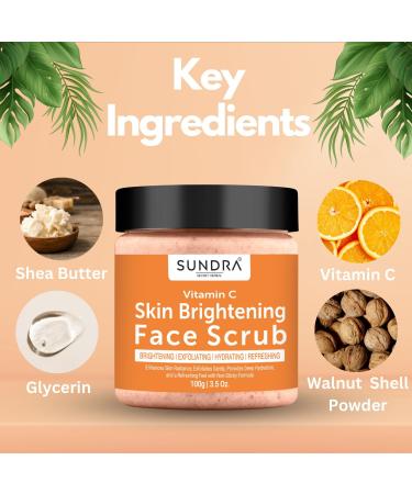 BEMT Skin Brightening Face Scrub 100g | Vitamin C & Walnut Exfoliating Cleanser for Smooth Radiant Skin | Gentle Daily Use for Men & Women - Buy Online on GoSupps.com