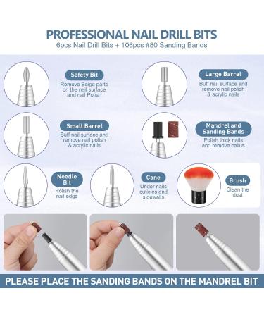 Professional Electric Nail Drill Set - 20000RPM, Adjustable Speed - Manicure Pedicure Kit with Sanding Bands & Bits - Gifts for Women - Buy Online on GoSupps.com