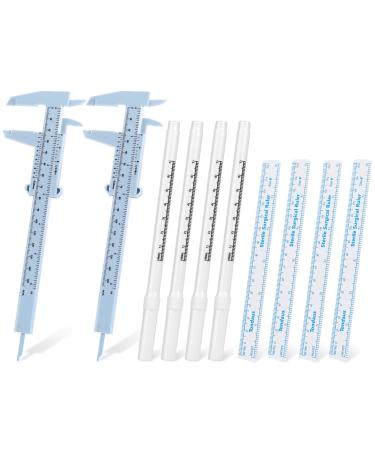 KALIONE 10 Pieces Eyebrow Microblading Kit Eyebrow Measuring Caliper White Skin Marker Pen Paper Ruler Eyebrow Shaping Tools Set Measuring Ruler Tool for Lip Brow Position Mapping String Makeup