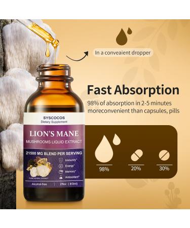 Lions Mane Mushrooms Liquid Extract Lions Mane Supplement Organic 8 Mushrooms Complex Extract Drops Up to 2 Month Supply (60ml) 60 ml (Pack of 1) - Buy Online on GoSupps.com