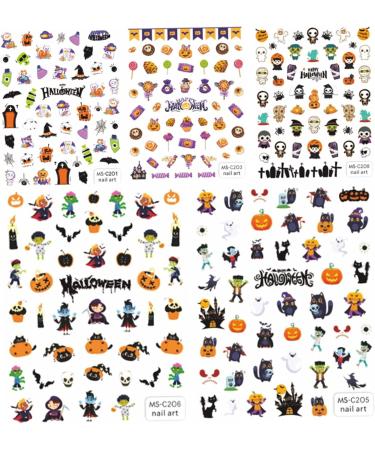 Halloween Nail Stickers 5PCS 3D Cartoon Skull Evil Goth Nail Stickers Self-Adhesive Halloween Nail Wraps Waterproof Halloween Decals for Nails - Buy Online on GoSupps.com