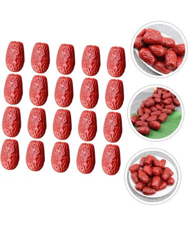 HOMSFOU 20Pcs Simulation jujube model pretend play fruit fruities Simulation Red Jujube Decors Fake Red Jujube artificial fruit Model fruit toys Photography Fruit Ornaments pvc nut food - Buy Online on GoSupps.com