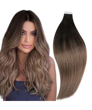 Runature tape in extensions real hair balayage brown blond 30cm remy real hair extensions tape dark brown ombre medium brown with ashblond real hair 20pcs tape extensions real hair 30g #2/6/18 30.48 cm #2/6/18 - Buy Online on GoSupps.com