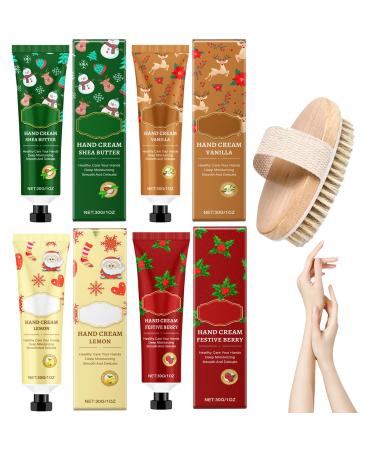 Hand creams Christmas Set, 4 Stuck hand cream+1 cleansing brush, Christmas hand cream Christmas skin care Christmas hand lotion Christmas hand cream