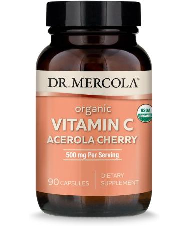 Dr. Mercola Organic Vitamin C Acerola Cherry 500mg | Immune Support | USDA Organic | 90 Capsules - Buy Online on GoSupps.com