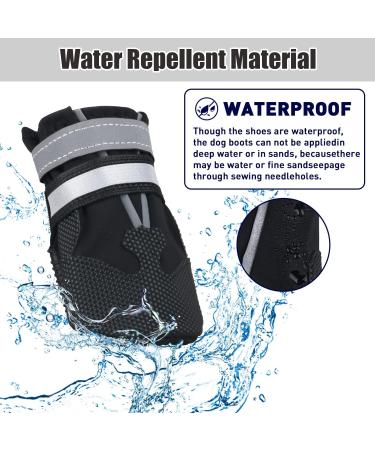 Dricar XXL Black Dog Shoes Set of 4 - Waterproof Anti-Slip Paw Protectors for Injured Paws - Reflective Straps - Small Medium Large Dogs - Buy Online on GoSupps.com