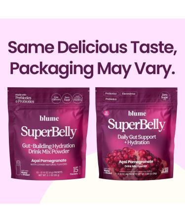 Blume SuperBelly Gut Health and On-The-Go Hydration Packets GLP-1 Friendly Sugar-Free with Prebiotics Probiotics Apple Cider Vinegar Vitamin C and Electrolytes Strawberry Hibiscus & A ai Pomeg - Buy Online on GoSupps.com