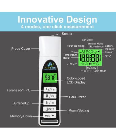 Amplim No Touch Forehead & Ear Thermometer - Medical Grade Digital for Kids & Adults | Touchless, FSAHSA Eligible - Buy Online on GoSupps.com