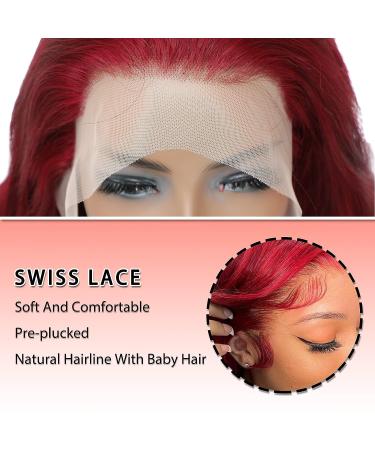 Burgundy Lace Front Human Hair Wig 22inch 99j Body Wave 180% Density for Black Women - Pre Plucked, HD Transparent, Glueless - Buy Online on GoSupps.com