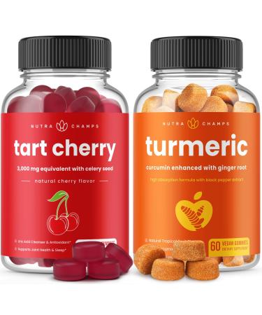 NutraChamps Tart Cherry Gummies and Turmeric Gummies 2 Pack Bundle
