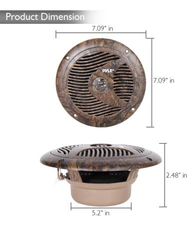 Pyle 6.5 Inch Marine Speakers - IP44 Waterproof, 150 Watt Power, Camouflage Hunting Style - PLMR60DK (1 Pair) - Buy Online on GoSupps.com