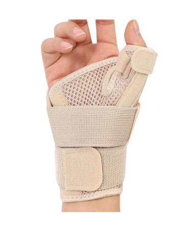 Teksome Wrist Bath with Thumb Support Thumb Wrist BraceCarpal Splints for Fitness Nonslip Wrist Brace with Thumb Support for Weight Training Golf Tennis Office Work Rock Climbing Games Cream Colored
