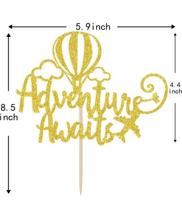 Adventure Awaits Cake Topper Congrats Grad/New Chapter Cake Topper 2024 Graduation/Retirement/Bon Voyage/Baby Shower/Moving Party/Travel Theme Party Decorations Supplies Gold Glitter - Buy Online on GoSupps.com